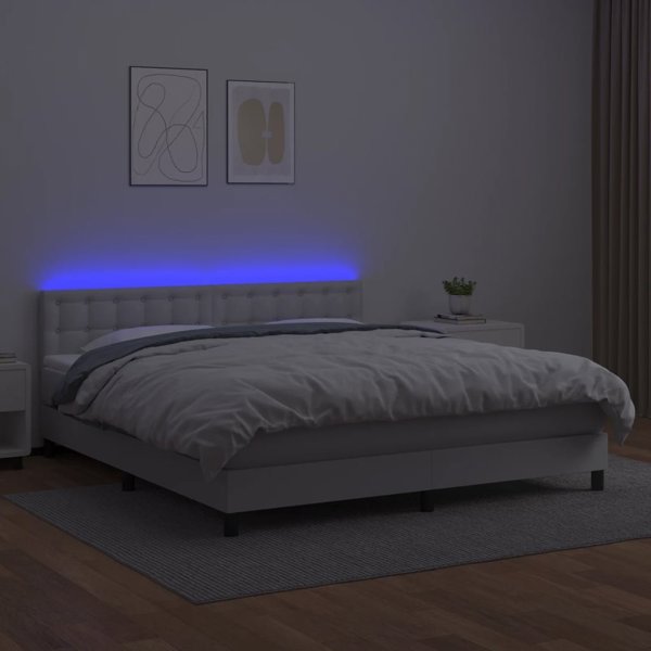 vidaXL Λοζκο κοντινενταλνε ζ μαντερασεμ ι LED, μπαλε εκοσκουρα 160x200 εκ.