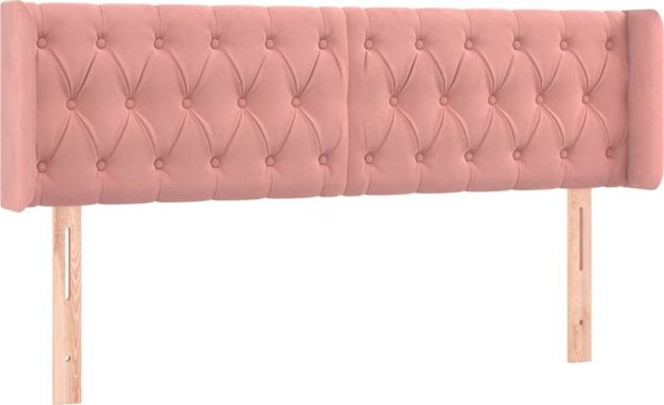 vidaXL Κεφαλάρι κρεβατιού με LED, ροζ, 163x16x78/88cm, βελούδο