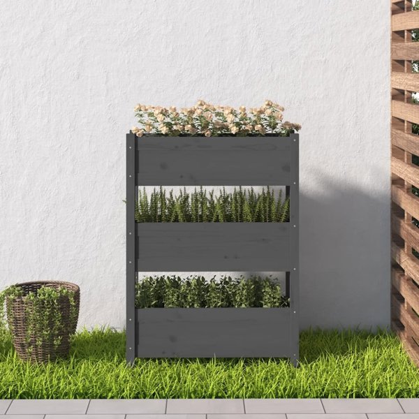 vidaXL Donica, szara, 77x25x104,5 cm, lite drewno sosnowe