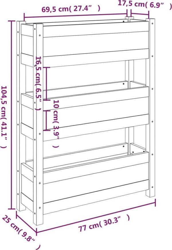 vidaXL Donica, szara, 77x25x104,5 cm, lite drewno sosnowe