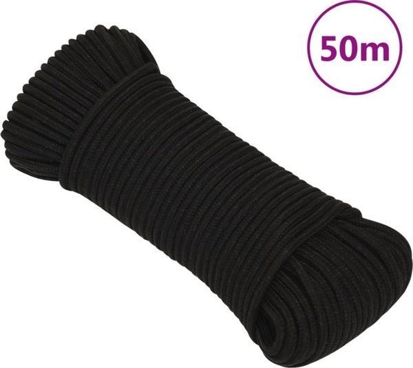 vidaXL vidaXL Lina robocza, czarna, 3 mm, 50 m, poliester