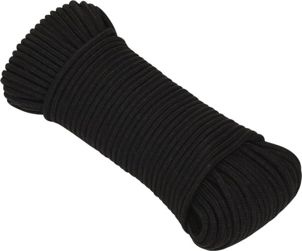 vidaXL vidaXL Lina robocza, czarna, 3 mm, 50 m, poliester