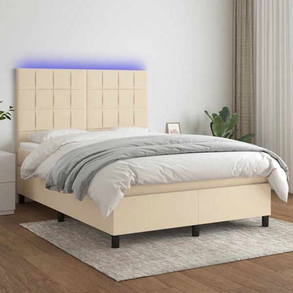 vidaXL Κρεβάτι Continental με Στρώμα, Κρεμ, 140x200 εκ, Υφασμάτινο