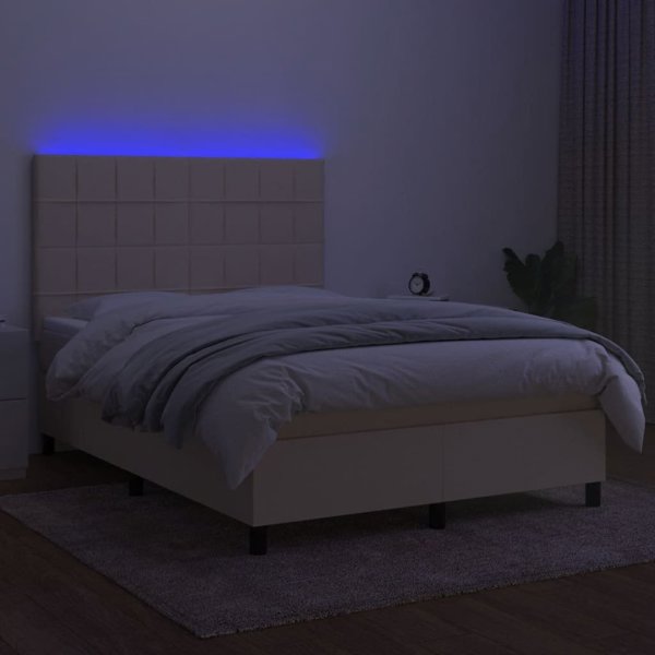 vidaXL Κρεβάτι Continental με Στρώμα, Κρεμ, 140x200 εκ, Υφασμάτινο