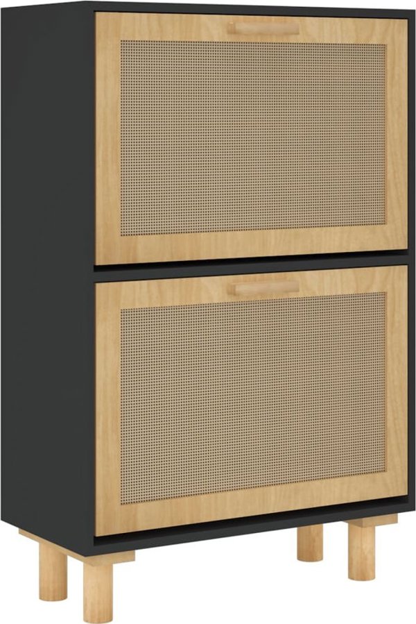 vidaXL Σκαμπώ αποθήκευσης παπουτσιών, μαύρο, 52x25x80 cm, ξυλώδες υλικό