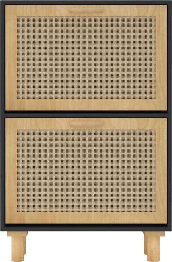 vidaXL Σκαμπώ αποθήκευσης παπουτσιών, μαύρο, 52x25x80 cm, ξυλώδες υλικό