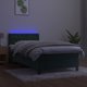 vidaXL Κοντινεντάλ κρεβάτι με στρώμα και LED, πράσινο βελούδο, 90x190 cm