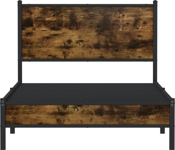 vidaXL Metalowa rama lozka, bez materaca, przydymiony dab, 100x200 cm
