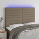 vidaXL Κεφαλάρι κρεβατιού με LED, taupe, 144x5x118/128 cm, ύφασμα