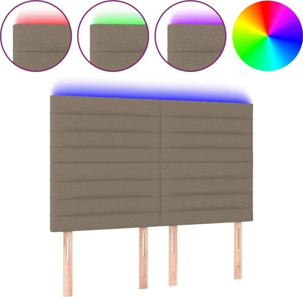 vidaXL Κεφαλάρι κρεβατιού με LED, taupe, 144x5x118/128 cm, ύφασμα