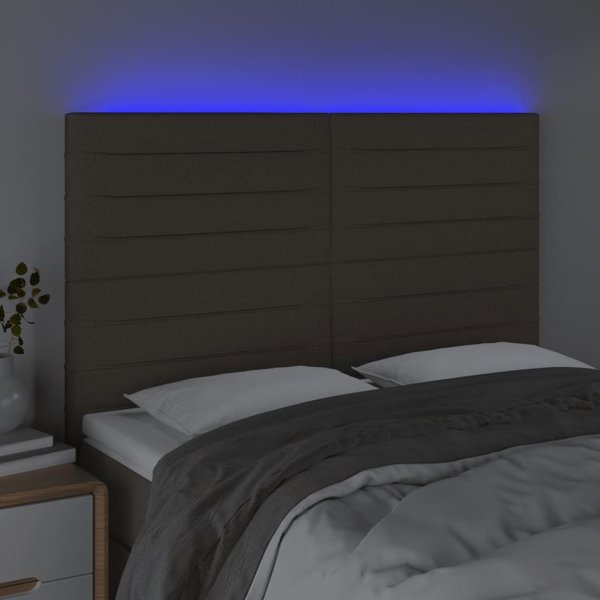 vidaXL Κεφαλάρι κρεβατιού με LED, taupe, 144x5x118/128 cm, ύφασμα