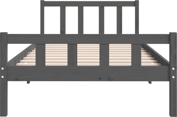 vidaXL Rama κρεβατιού, γκρι, μασίφ ξύλο, 100 x 200 εκ.