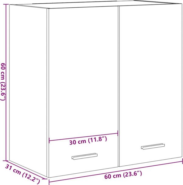 vidaXL Szafka wiszaca dab sonoma 60x31x60 cm plyta wiorowa