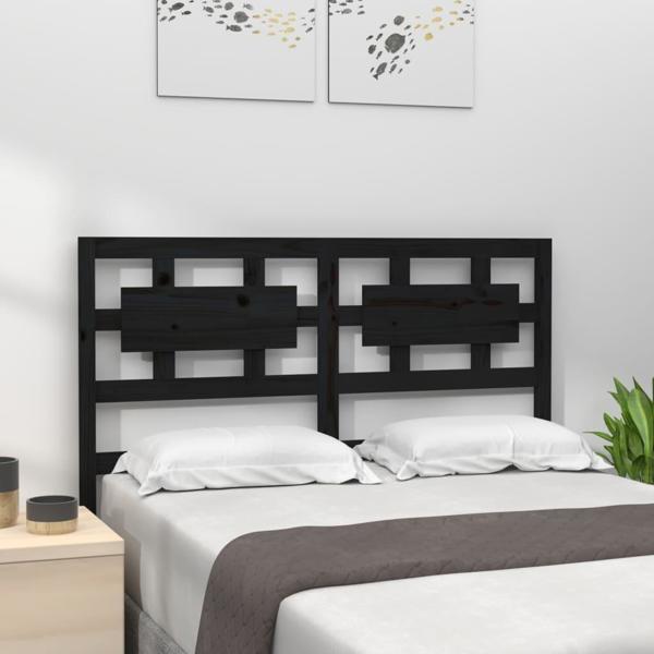 vidaXL Κεφαλάρι κρεβατιού, μαύρο, 125,5x4x100 cm, συμπαγές ξύλο πεύκου
