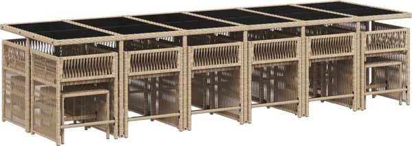 vidaXL Σετ 17 τεμ. επίπλων κήπου με μαξιλάρια, ανάμεικτο μπεζ