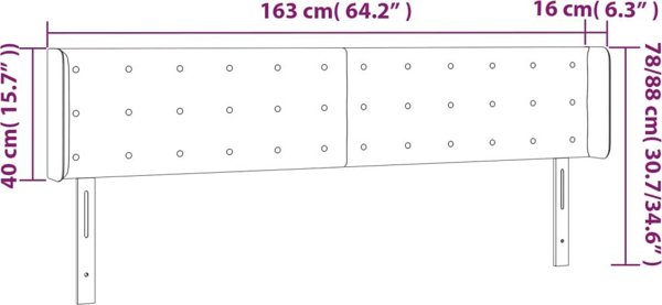 vidaXL Κεφαλαρι για κρεβατι με LED, κρεμ, 163x16x78/88 cm, υφασμα
