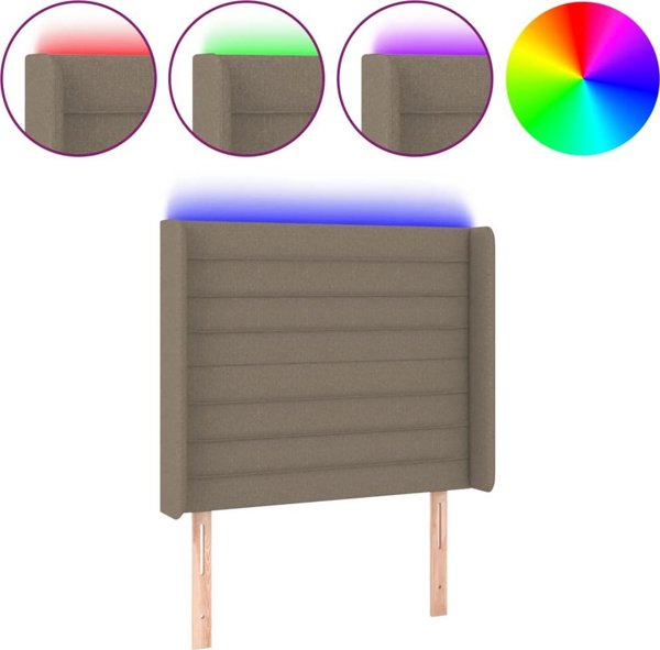 vidaXL Προσκέφαλο κρεβατιού με LED, ταουπέ, 83x16x118/128 εκ., ύφασμα