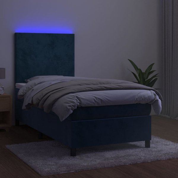 vidaXL Κρεβάτι κοντινεντάλ με μπλε βελούδο 90x200 εκ