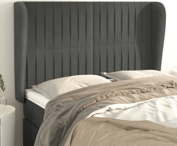 vidaXL Zaglowek uszak ciemnoszary 147x23x118/128 cm aksamit