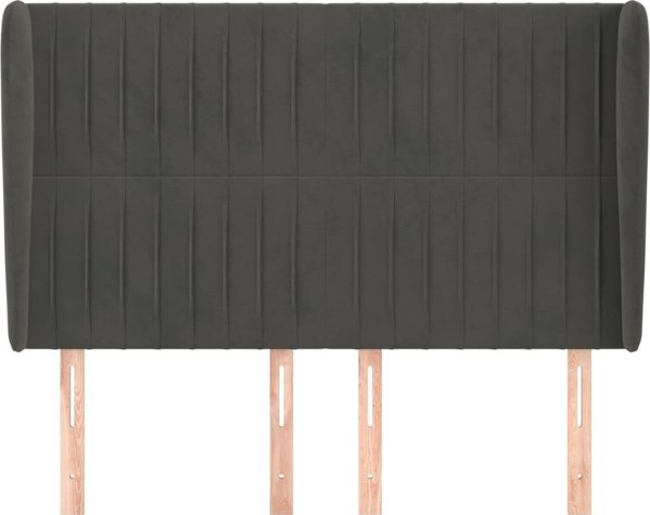 vidaXL Zaglowek uszak ciemnoszary 147x23x118/128 cm aksamit