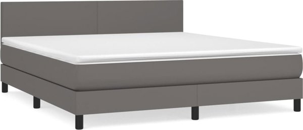 vidaXL Γκρι κρεβάτι continental με στρώμα από οικοδερμα 160x200 cm