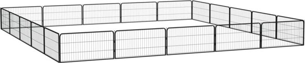 vidaXL Kojec dla psa, 20 panele, czarny, 100x50 cm, stal