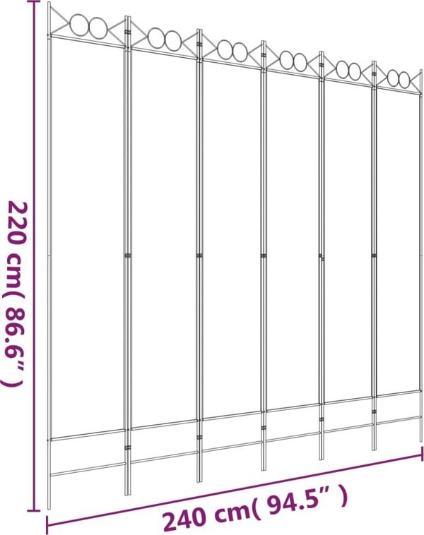 vidaXL vidaXL Parawan 6-panelowy, czarny, 240x220 cm, tkanina