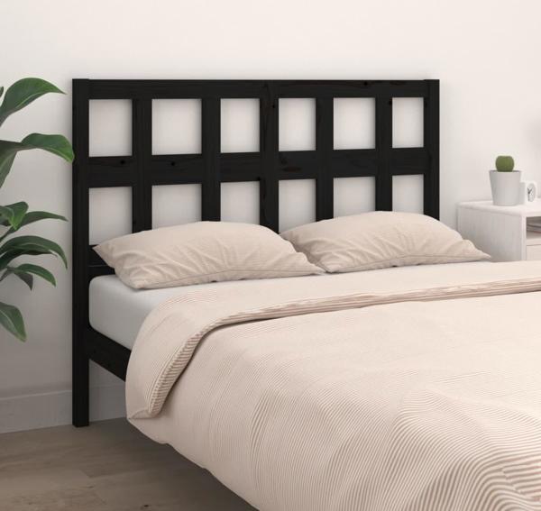 vidaXL Κεφαλάρι κρεβατιού, μαύρο, 145,5x4x100 εκ., μασίφ πεύκο