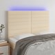 vidaXL Κεφαλάρι για κρεβάτι με LED, κρεμ, 144x5x118/128 cm, ύφασμα