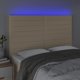 vidaXL Κεφαλάρι για κρεβάτι με LED, κρεμ, 144x5x118/128 cm, ύφασμα