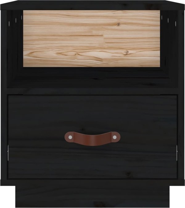 vidaXL vidaXL Szafka nocna, czarna, 40x34x45 cm, lite drewno sosnowe
