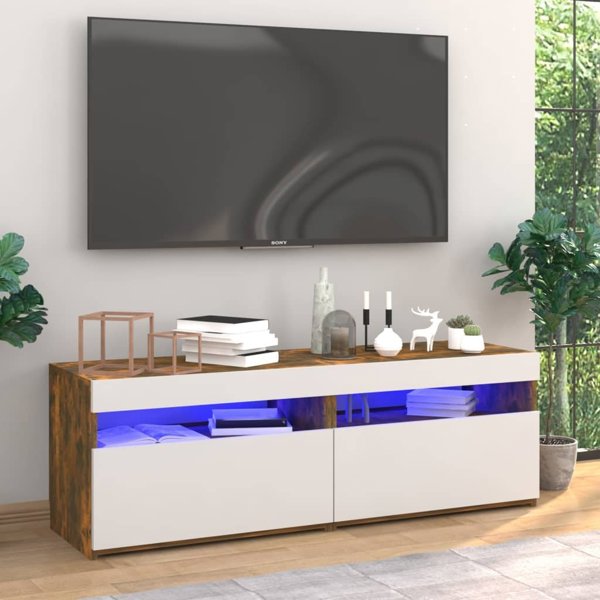 vidaXL Ντουλάπια για Τηλεόραση με LED, 2 τεμάχια, Καπνιστή Δρυς, 60x35x40 cm