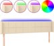 vidaXL Επικεφαλή κρεβατιού με LED, κρεμ, 163x16x78/88 cm, ύφασμα