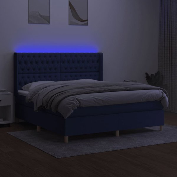 vidaXL Κρεβάτι Continental με Στρώμα, Μπλε 180x200 εκ., Υφασμάτινο