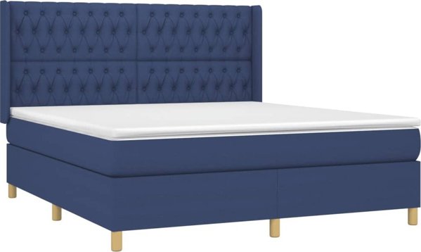 vidaXL Κρεβάτι Continental με Στρώμα, Μπλε 180x200 εκ., Υφασμάτινο