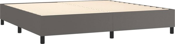 vidaXL Κρεβάτι κοντινεντάλ, γκρι, 200x200 εκ., με επένδυση από συνθετικό δέρμα