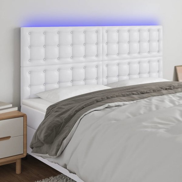 vidaXL Zaglowek do lozka, bialy, 180x5x118/128 cm, sztuczna skora