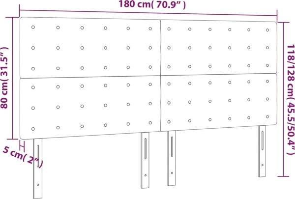 vidaXL Zaglowek do lozka, bialy, 180x5x118/128 cm, sztuczna skora