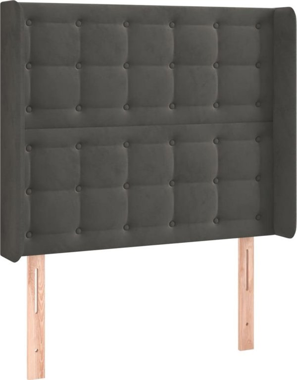 vidaXL Zaglowek do lozka z LED, skourogrizo, 93x16x118/128 cm, aksamit
