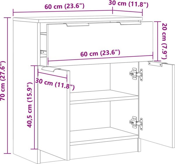 vidaXL Ντουλάπι δρυς artisan 60x30x70 εκ.