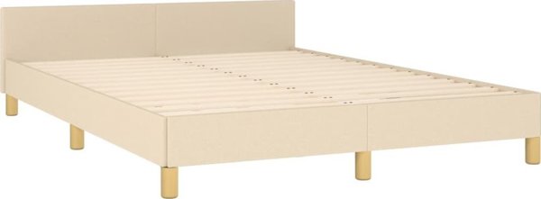 vidaXL Rama κρεβατιού με κεφαλάρι, κρεμ, 140x190 cm, επενδυμένη με ύφασμα
