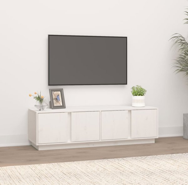 vidaXL Έπιπλο τηλεόρασης, λευκό, 140x40x40 cm, μασίφ ξύλο πεύκου