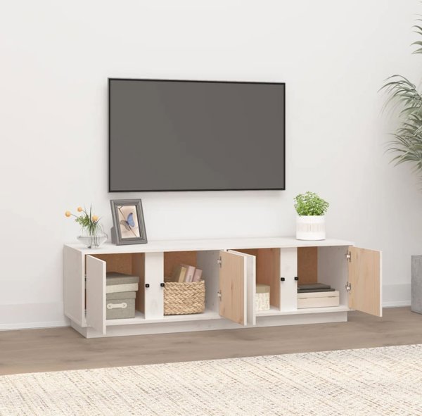 vidaXL Έπιπλο τηλεόρασης, λευκό, 140x40x40 cm, μασίφ ξύλο πεύκου
