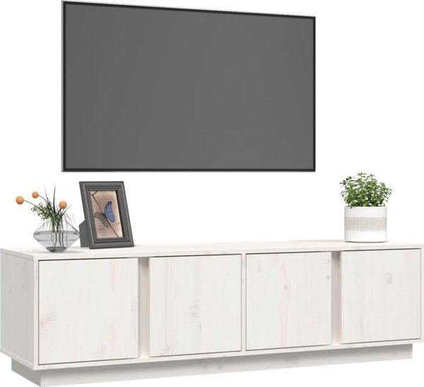 vidaXL Έπιπλο τηλεόρασης, λευκό, 140x40x40 cm, μασίφ ξύλο πεύκου