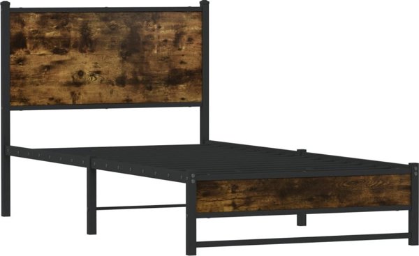 vidaXL Metalowa rama lozka, bez materaca, pryzdymiony dab, 90x190 cm