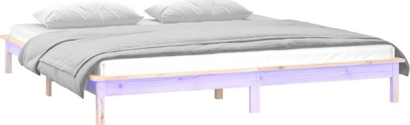 vidaXL Κορυφαίο κά Frame κρεβατιού με LED, 200x200 cm, μασίφ ξύλο