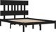 vidaXL Rama κρεβατιού, μαύρη, μασίφ ξύλο, 140x190 cm