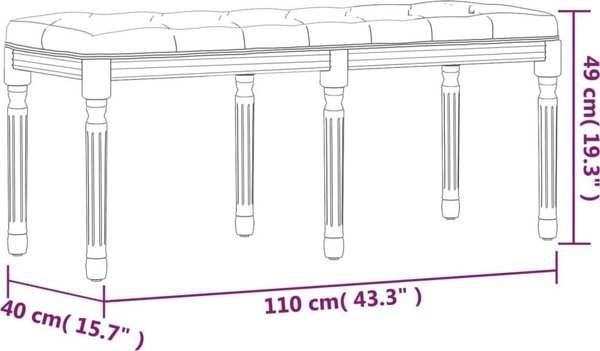 vidaXL πάγκος, σκούρο γκρι, 110x40x49 εκ, επενδεδυμένος με ύφασμα