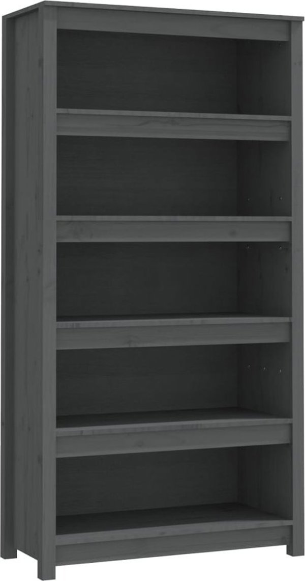 vidaXL Ραφιέρα βιβλίων, γκρι, 80x35x154 εκ., από συμπαγές πεύκο