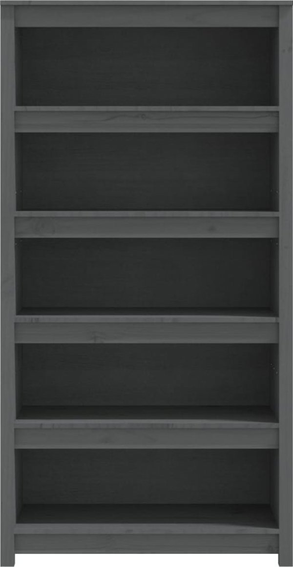 vidaXL Ραφιέρα βιβλίων, γκρι, 80x35x154 εκ., από συμπαγές πεύκο